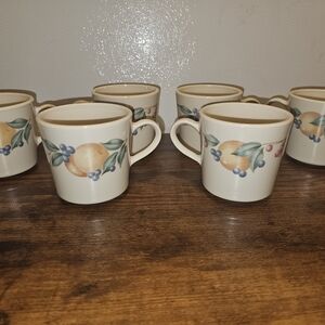 Corningware Fruit Design Mugs - Cream and Blue